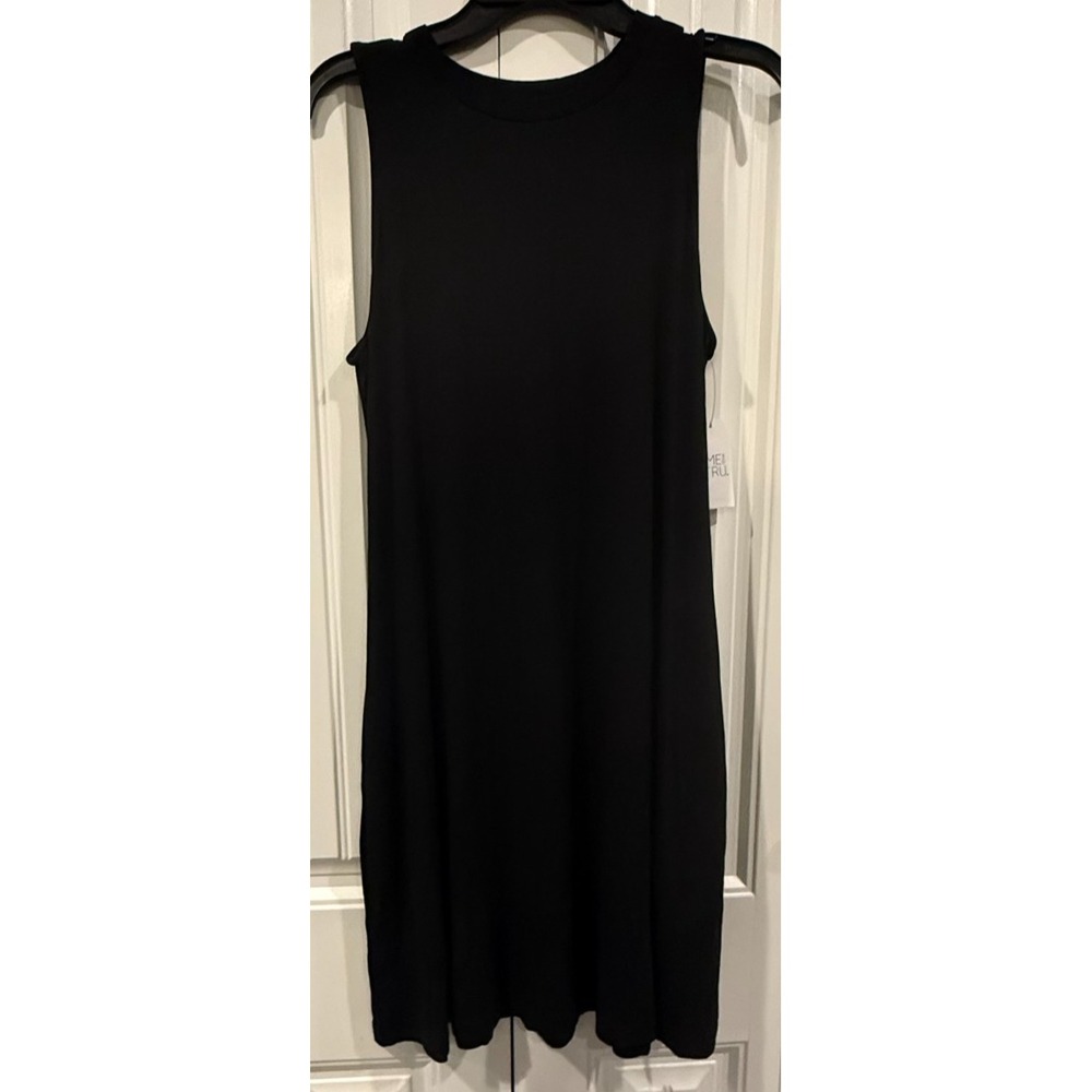 Time and Tru Women's M (8-10) Slub Cotton Casual Tank Midi Dress in Black Soot